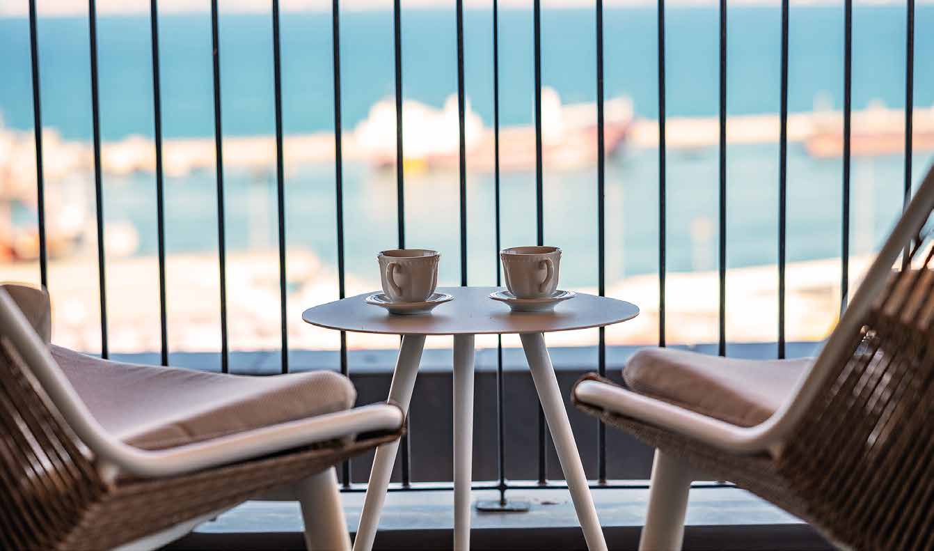 Coffee for two on a sea-view balcony